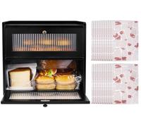 Alpeir Wooden Bread Box with Vented Holes for Kitchen Countertop, Black