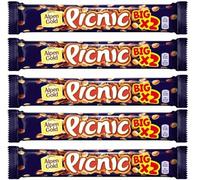 Alpen Gold Picnic Big x2 Chocolate Bars 76g - Pack of 5 | Crunchy Peanuts, Caramel & Crisped Rice in Smooth Milk Chocolate | Delicious Snack Bar for Sharing, Gifting & On-the-Go Treat