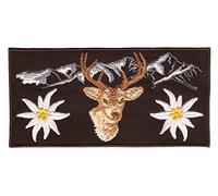 Alpen Mountains Brown Deer Edelweiss Iron-On Patch Appliqué Flower Costume Bavaria Patch Size 13 x 6.5 cm