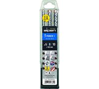 Alpen SDS-plus Hammer Drill Bit Set Force X with Plastic Box (3 Pieces, 4 Cutting Edges, Diameter 6.0/8.0/10.0 mm), Silver