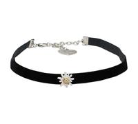 Alpenflüstern DHK330 Costume Velvet Choker Rhinestone Edelweiss Greta Mini - Costume Necklace Tight Fitting Choker Elastic Women's Costume Jewellery Velvet Choker Narrow (in Traditional Colours), Zinc