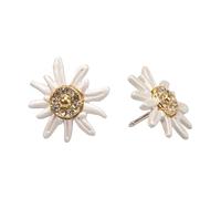 Alpenflüstern Lapel Pins Rhinestone Edelweiss Greta Small Set of 2 (Cream-White) API130