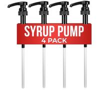 ALPENKOK 4 Pcs Coffee Syrup Pump, Compatible with Skinny Torani Syrup Pump | Compatible with Davinci & Jordans; 25.4 Oz (750ml) Glass Bottles; Dispenses 0.3 Oz; Coffee & Dirty Soda Bar Accessories Black