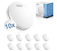 ALPENLUFT Smoke Detector Wireless interlinked 10 Year Battery, Smoke Alarm & Heat Detector 2in1, Fire Alarm, Fire Detector, fire alarms for home | No Drilling, No LED Flashing (Set of 10)