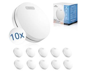 ALPENLUFT Smoke Detector Wireless interlinked 10 Year Battery, Smoke Alarm & Heat Detector 2in1, Fire Alarm, Fire Detector, fire alarms for home | No Drilling, No LED Flashing (Set of 10)