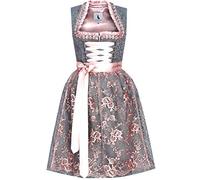 Alpenmärchen ALM679 Midi Dirndl Exclusive Collection Including Lace Apron Size 32-54 - Grey - UK 11.5