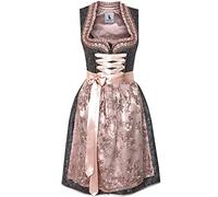 Alpenmärchen ALM905 Midi Dirndl from Exclusive Collection Including Lace Apron Size 32-52, black / pink, 8