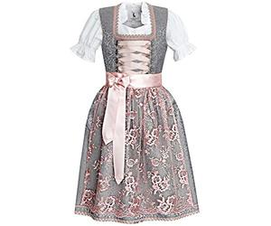 Alpenmärchen children's dirndl from exclusive collection including apron and blouse, many other models - Grey - 10 Years