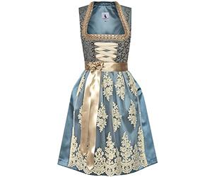 Alpenmärchen Midi Dirndl from Exclusive Collection with Lace Apron Size 32-54 - ALM911, Blue-Cream, 6