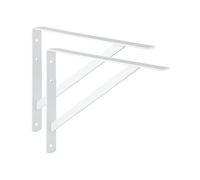 ALPENSTAHL Athena Heavy Duty Brackets, Pack of 2 Shelf Brackets, Depth 400 mm, Heavy Duty Console, White, Wall Mount Shelf Load Capacity 300 kg, Angle Metal Solid, Metal Angle 90 Degrees