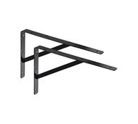 ALPENSTAHL Athena Heavy Duty Brackets, Pack of 2 Shelf Brackets, Depth 600 mm, Heavy Duty Bracket, Black, Wall Mount Shelf Load Capacity 300 kg, Angle Metal Solid, Metal Angle 90 Degrees