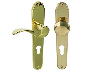 ALPERTEC Door Fittings Panda - Polished Brass for Front Doors 32212403 PZ DIN Left Door Handle Set Door Fittings Door Handle