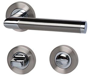 ALPERTEC Lisbon - R Stainless Steel Coloured Satined WC Doors with Locking Bolts Chrome Door Handle Set Door Fittings Door Handle, 88022020