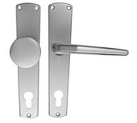 ALPERTEC Mary - LS Long Escutcheon Door Handle Fitting for Front Doors in Anodised Aluminium PZ - Handle, 72 mm, Silver, 40401020 K1