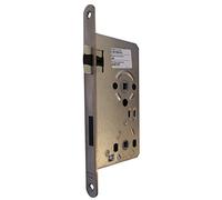 ALPERTEC Mortise Lock Lock DIN Right for Bathroom Doors Bathroom Stainless Steel Matt, Lock Strike Plate 20 mm Round Square 8 mm/Distance 78 mm, 36053230
