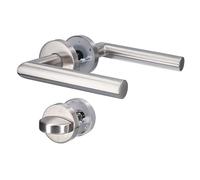 Alpertec Moscow Satin Stainless Steel Door Handle for WC/Bathroom Door, 2.05 cm, Silver