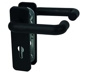 ALPERTEC Nylon FIRE Door Retainer - Square Lever Handle PZ Door Handle Set Door Fittings Door Handle Square 9 mm Spacing 72 mm, Black, 40150020 K1