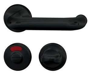 ALPERTEC Plastic - for Bathroom Doors Bathroom with Locking Bolts Includes Mounting Materials, Black, 40130250