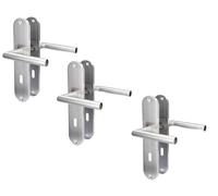 Alpertec Renovation Door Fitting, Long Plate Set of 3, Satin Stainless Steel for 3 Room Doors with Deadlock Holes, Door Handle, Door Handle