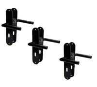 Alpertec Renovation Door Fitting, Long Plate Set of 3, Stainless Steel, Black, for 3 Room Doors with Deadlock Holes, Door Handle, Door Handle