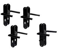 Alpertec Renovation Door Fitting, Long Plate Set of 4, Stainless Steel, Black, for 3 Room Doors with Deadlock Holes and 1 Bathroom Toilet Door, Door Handle, Door Handle