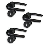 Alpertec Rosette Set II Door Fittings Set of 3 Stainless Steel Black for 3 Room Doors with Deadlock Hole Cliprosette Diameter 52 mm Door Handle Door Handle