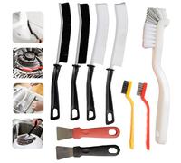 ALPH 9Pcs Crevice Cleaning Brush, Hard- Bristled, Multifunctional Recess Cleaning Brush Window Tool Kit for Bathroom, Kitchen Stainless Steel Brass Magic Brush For Oven Cleaning Tool Non-Scratch