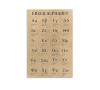 Alpha Beta Gamma Greek Alphabet Poster - Educational Letters and Symbols Chart for Linguistics, Study Room Aesthetic Decor(Framed,12x18inch(30x45cm))