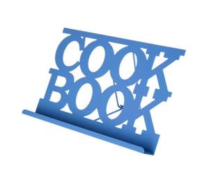 Alpha Blue Enamel Metal Cookbook Stand with Adjustable Support