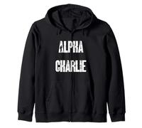 Alpha Charlie Military Phonetic Alphabet Text Design Zip Hoodie