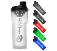 Alpha Designs | 1l Protein Shaker Bottle 1000ml Protein Shake Mixer | Leakproof Screw Cap | Clear