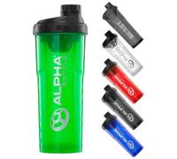 Alpha Designs | 1l Protein Shaker Bottle 1000ml Protein Shake Mixer | Leakproof Screw Cap | Green