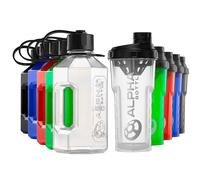 Alpha Designs 2 Pack Water Bottle (1.6L) & Protein Shaker Bottle (750ml) Bundle - Gym Gifts for Men & Women - Clear