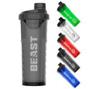 Alpha Designs Beast Protein Shaker Bottle 1L - Gym Gifts for Men & Women - 1000ml Gym Bottle for Protein Shakes - Leakproof Screw Cap - Black
