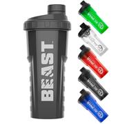 Alpha Designs Beast Protein Shaker Bottle 750ml - Gym Gifts for Men & Women - 0.75L Gym Bottle for Protein Shakes - Leakproof Screw Cap - Black