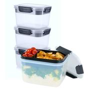 Alpha Designs Bento Lunch Box Food Containers 3 Pack with Snack Tray and Lids - Reusable Plastic Meal Prep Storage for Adults - X-Large (2300ml)