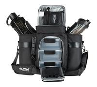 Alpha Designs | Meal Prep Cool Bag | Insulated Gym Lunch Bag | Food Storage Containers with Lids, Water Bottle, Protein Shaker & More | 8-Piece Set | Black/Smoke
