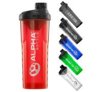 Alpha Designs Protein Shaker Bottle 1L - Gym Gifts for Men & Women - 1000ml Gym Bottle for Protein Shakes - Leakproof Screw Cap - Red