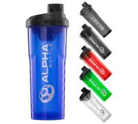 Alpha Designs Protein Shaker Bottle 1L - Gym Gifts for Men & Women - 1000ml Gym Bottle for Protein Shakes - Leakproof Screw Cap - Blue