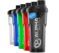 Alpha Designs Protein Shaker Bottle 750ml - 0.75L Heavy Duty Gym Bottle for Protein Shakes - Leakproof Screw Cap - Black