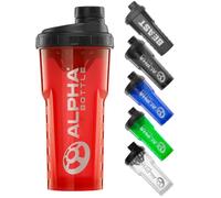Alpha Designs Protein Shaker Bottle 750ml - Gym Gifts for Men & Women - 0.75L Gym Bottle for Protein Shakes - Leakproof Screw Cap - Red