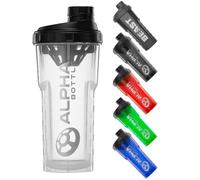 Alpha Designs Protein Shaker Bottle 750ml - Gym Gifts for Men & Women - 0.75L Gym Bottle for Protein Shakes - Leakproof Screw Cap - Clear