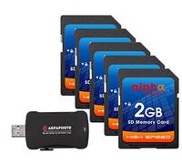 Alpha Digital [5 Pack] Memory Card for Nikon D50 D40 D40X D3300 | 2GB Secure Digital (SD) Memory Cards x5 Plus Agfa Card Reader
