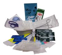 Alpha Dog 2222N Puppy Whelping Kit - Complete Birthing & Newborn Care Set with Bulb Aspirator, Scissors, Thermometer, Sterile Cord Care Clips, ID Bands & Whelping Guide - Essential Puppy Welping