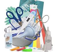 Alpha Dog 5863 Puppy Kitten Whelping Kit - Complete Birthing Set with Bulb Aspirator, Scissors, Thermometer, Gloves, ID Bands, Whelping Guide + Puppy/Kitten Milk Feeding Bottle - Newborn Welping