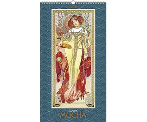 Alpha Edition - Alfons Mucha 2026 - Art Calendar 33 x 60 cm with Art Nouveau Motifs & Glitter Effect, Decorative Wall Calendar with Famous Artist's Masterpieces
