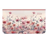 Alpha Edition - Ladytimer Pad Flower Field 2026 - Pocket Calendar 15.6 x 9 cm in Landscape Format with Week to View & Note Area, Floral Book Calendar & Diary for School, Work & Everyday Use