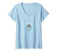 Alpha Energy: Fierce Wolf Emblem for Power Seekers V-Neck T-Shirt, Women, Baby Blue, L