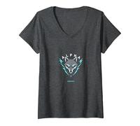 Alpha Energy: Fierce Wolf Emblem for Power Seekers V-Neck T-Shirt, Women, Dark Heather Grey, S