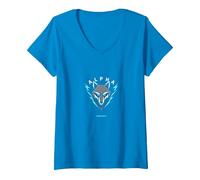 Alpha Energy: Fierce Wolf Emblem for Power Seekers V-Neck T-Shirt, Women, Sapphire, XL
